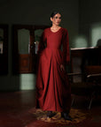 Burgundy Cowl Dress