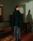 Green Velvet Poncho Set
