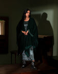 Green Velvet Poncho Set