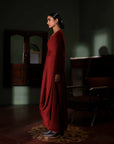 Burgundy Cowl Dress