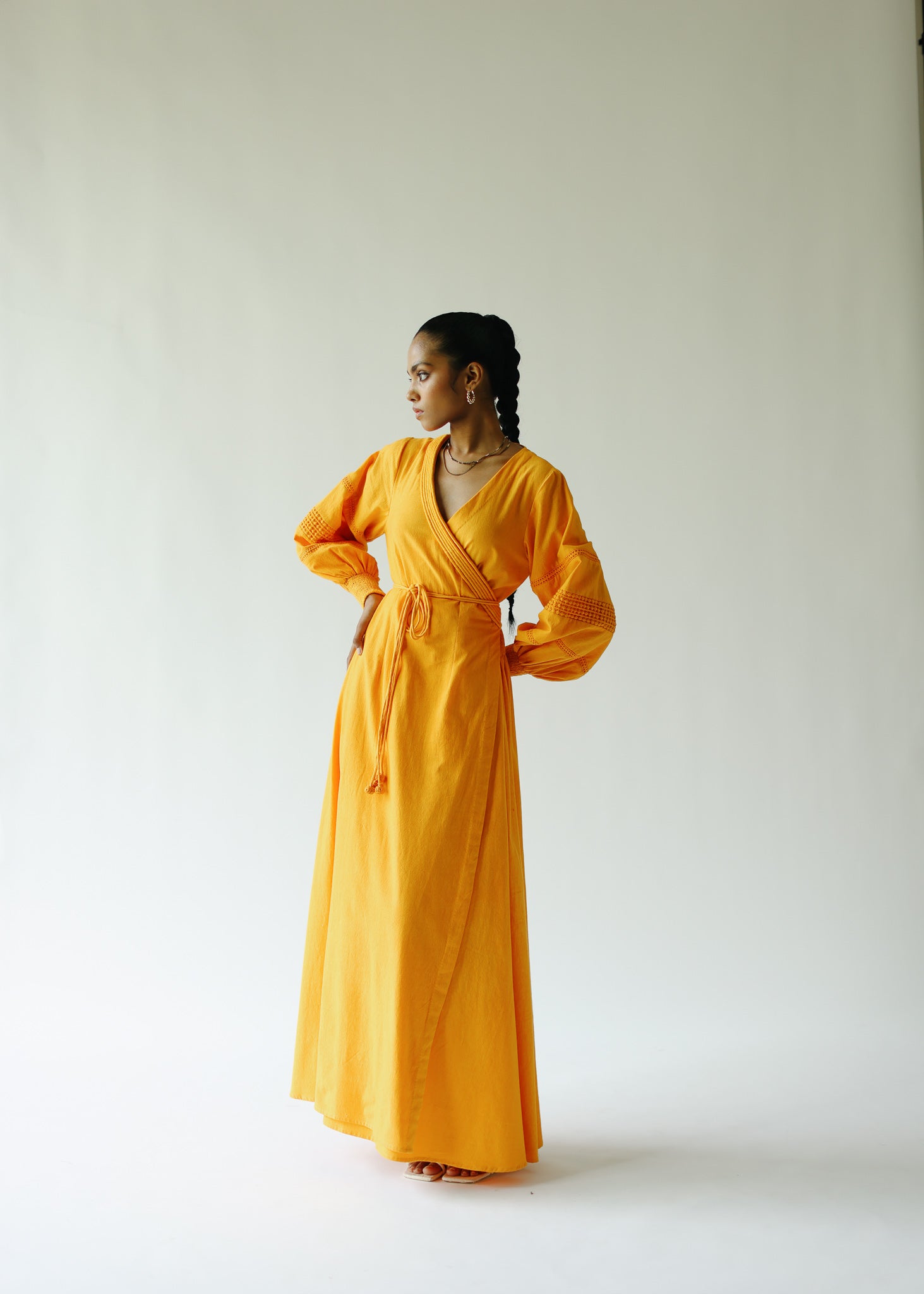 mango silk wrap dress Charmeuse V Neck Drape A Line Dress - Mango Tango