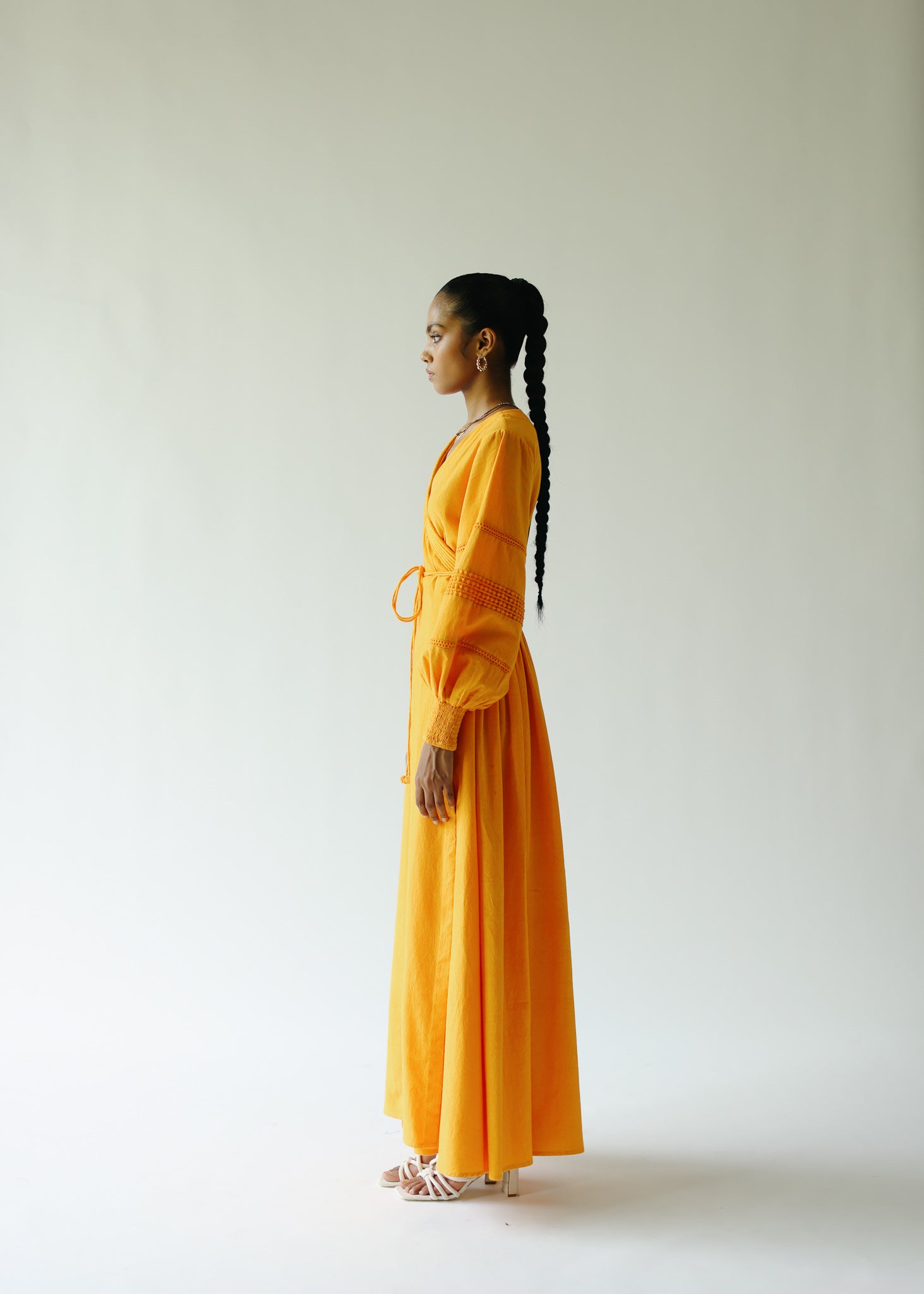 Wrap maxi dress in mango orange – Phūla