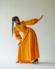 Wrap maxi dress in mango orange