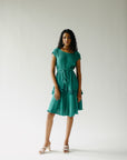 Teal green crinkle dress