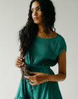 Teal green crinkle dress