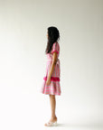 Wrap dress in striped tweed
