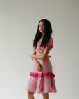 Wrap dress in striped tweed