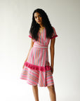 Wrap dress in striped tweed