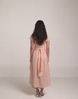 Peach Cowl Short Sleeve Dress