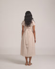Beige Cowl Short Sleeve Dress