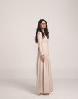 Beige Wrap Long Sleeve Dress