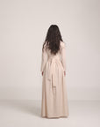 Beige Wrap Long Sleeve Dress