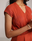 Orange short sleeve crinkle dress
