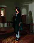 Green Velvet Poncho Set