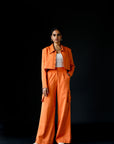 Cropped Collared Blazer - Ginger Orange