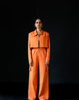 Cropped Collared Blazer - Ginger Orange