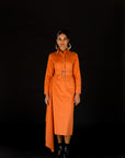Drape Shirt Dress - Ginger Orange