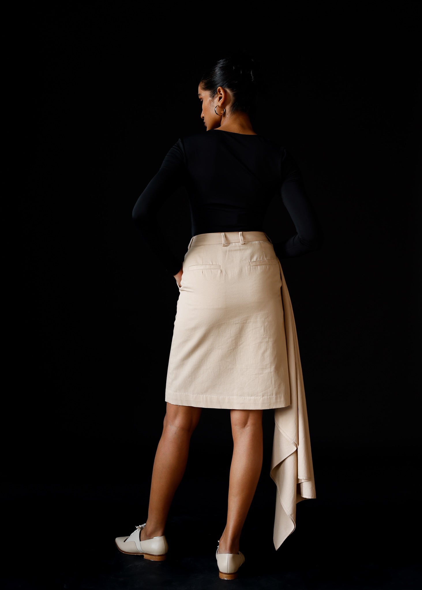 Drape Pencil Skirt - Beige