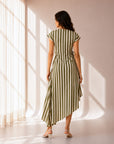 Olive Stripes Flow Dress - PREORDER