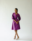 Wrap mid-length dress in violet