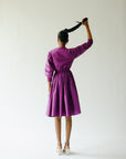 Wrap mid-length dress in violet