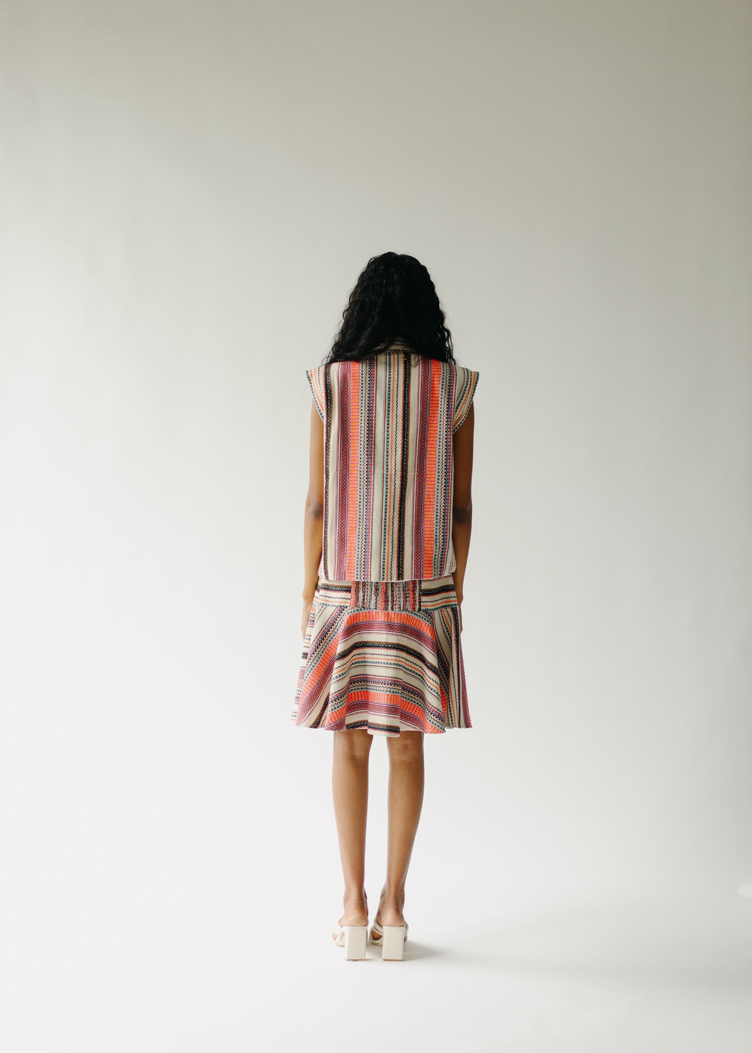 Jacket and skirt set in stripe tweed
