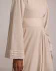 Beige Cowl Long Sleeve Dress