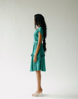 Teal green crinkle dress