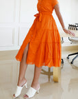 Soleil Orange Midi Dress