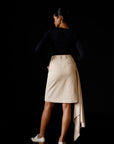 Drape Pencil Skirt - Beige