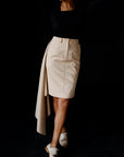 Drape Pencil Skirt - Beige