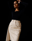 Drape Pencil Skirt - Beige